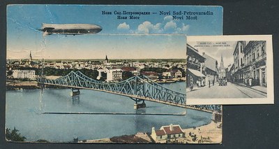 Zeppelin above the new bridge, Novi Sad, 1933