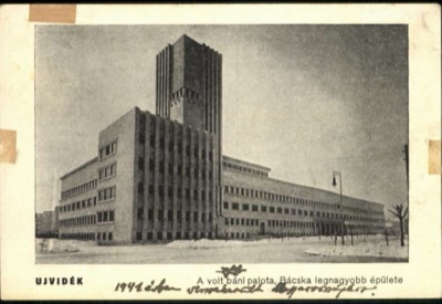 The former Ban's Palace, the largest building in Bačka, Banovina Palace, Novi Sad, 1941.