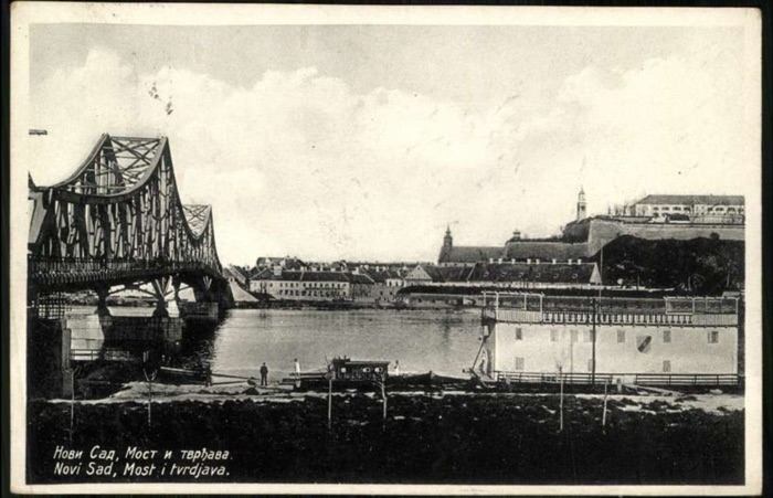 The Bridge and Fortress, with a Floating Bath House Below, 1941, Petrovaradin Fortress
