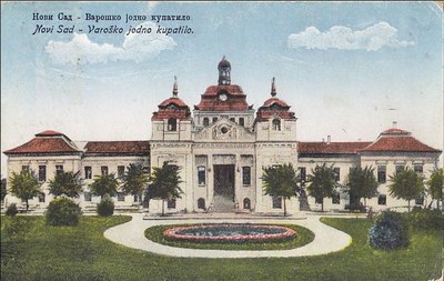 Red flowers in the round bed, Iodine Spa, Novi Sad, 1926