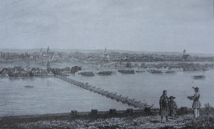 On the Danube bank, Pontoon Bridge, Novi Sad, Habsburg, 1687–1918