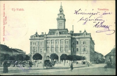 The Town Hall, with a crowd gathered outside, Novi Sad, by September 1900