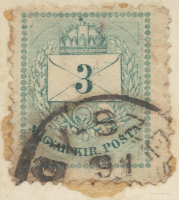 Three-kreuzer numeral stamp of Hungary, 1881, Novi Sad