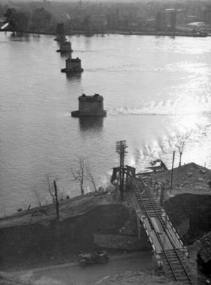 The Piers of the Blown Railway Bridge, Novi Sad, 1941, Franz Josef Bridge