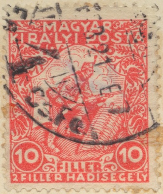 Ten-fillér War Aid stamp of Hungary, 1916, Novi Sad