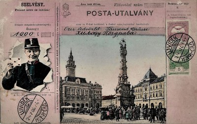 Postal payment order, Liberty Square, Novi Sad, 1917