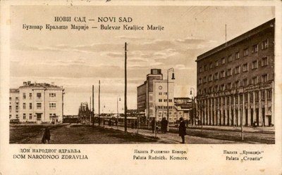 The three buildings named below, Queen Mary Boulevard, Novi Sad, 1930