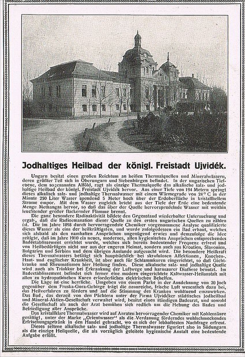The German advertisement page, Iodine Spa, Novi Sad, 1917