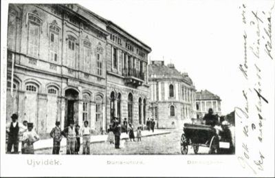 Duna Street, with the Hotel Pera Fabry sign, Dunavska Street, Novi Sad, 1896–1918