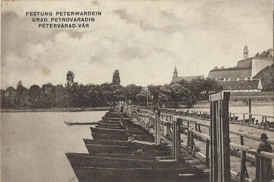 The pontoon bridge to Petrovaradin fortress, Novi Sad, 1900