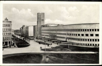 The Administrative Palace down a tree-lined avenue, Banovina Palace, Novi Sad, 1919–1941