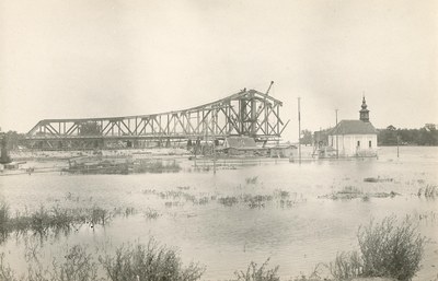 Bridge under construction, Prince Tomislav Bridge, Novi Sad, 1923
