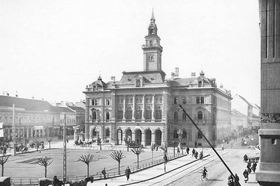 Lawns laid out before the town hall, Liberty Square, Novi Sad, 1930