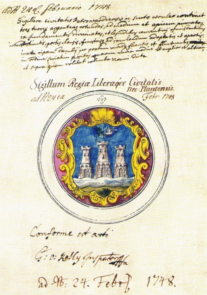 Coat of arms of the free royal city, Novi Sad, 1748