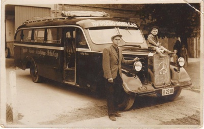 The Djurdjevo bus and its driver, Novi Sad, 1930s