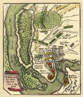 The Battle at Peterwardein, 5 August 1716, by Johann Baptist Homann, Vezirac, Petrovaradin, 1717