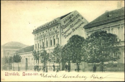 Grain Square, with the distillery's painted gable, Wheat Square, Novi Sad, by March 1900