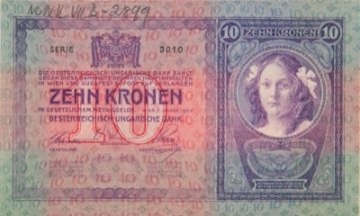 Ten-kronen note of the Austro-Hungarian Bank, 1904, Novi Sad