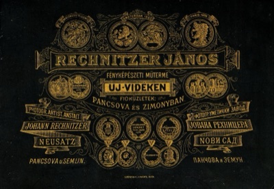A Later Studio Card Back for Rechnitzer János, Novi Sad, after 1883