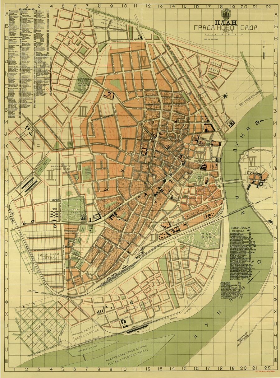 Novi Sad city map, 1929