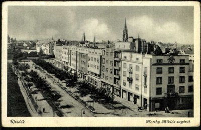 Horthy Miklós Avenue, Elevated View Toward the Spires, 1942, Queen Mary Boulevard, Novi Sad