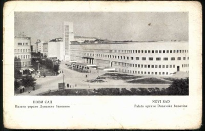 The Danube Banovina Administration Palace, Novi Sad, with a biplane overhead, Banovina Palace, 1919–1941