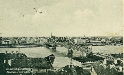 Over the roofs to the bridge, Prince Tomislav Bridge, Novi Sad, 1938