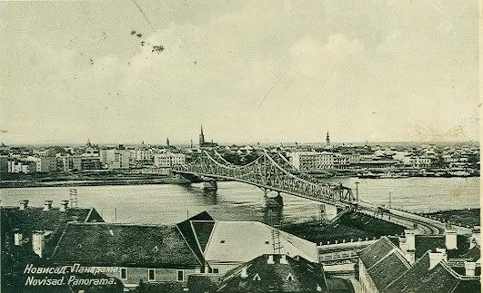 Over the roofs to the bridge, Prince Tomislav Bridge, Novi Sad, 1938