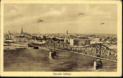 Three Biplanes in Formation Above the Road Bridge, Novi Sad, Prince Tomislav Bridge, 1919–1941