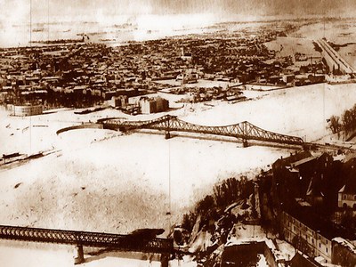 Snow over the river and its bridges, Novi Sad, 1940