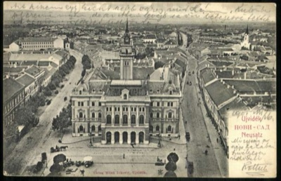 Town Hall Avenue With a Letter Written Across the Sky, 1905, Novi Sad
