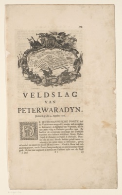 Opening page of du Mont's chapter on the Battle of Petrovaradin, Vezirac, 1729