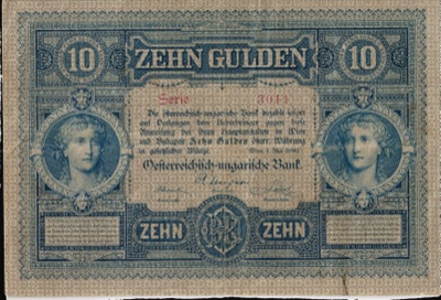 Ten-gulden note of the Austro-Hungarian Bank, 1880, Novi Sad