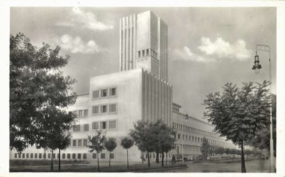 The Administrative Palace Tower, Close Up Among Trees, 1944, Banovina Palace, Novi Sad
