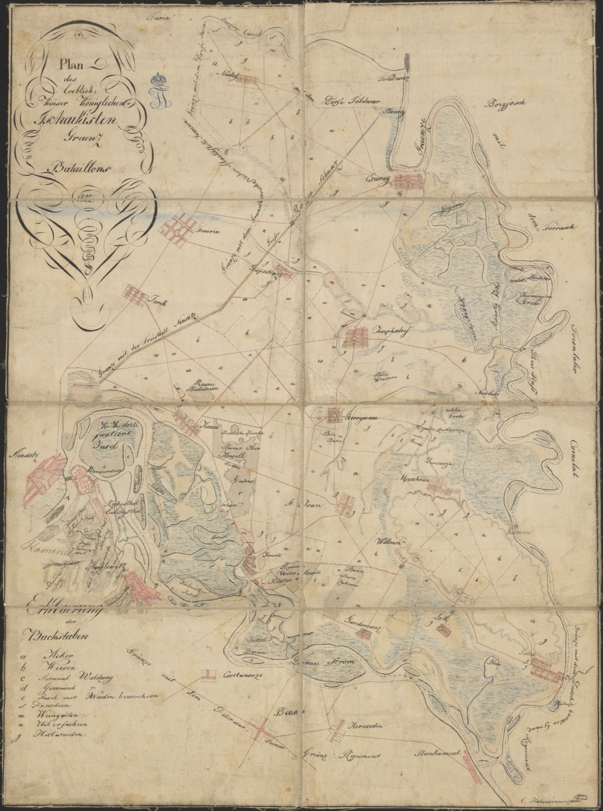 Plan of the Danube Flotilla Border Battalion District, Novi Sad, 1822