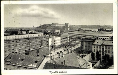 Rooftops with the Administrative Palace and the fortress beyond, Banovina Palace, Novi Sad, by August 1941