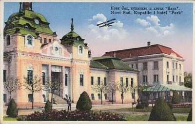 A biplane over the spa, Iodine Spa, Novi Sad, 1940