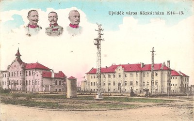 Three portrait heads on the card, City Public Hospital, Novi Sad, 1914