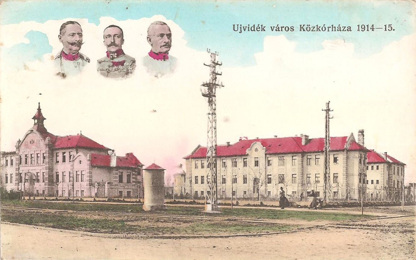 Three portrait heads on the card, City Public Hospital, Novi Sad, 1914