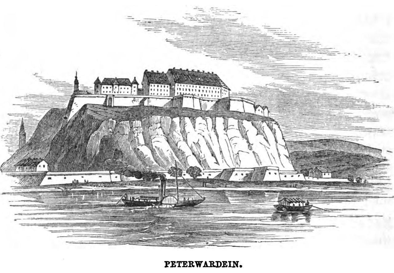 A line engraving of the rock, Petrovaradin Fortress, Novi Sad, 1855