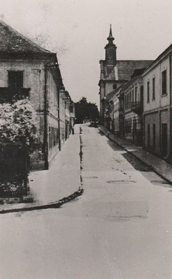 The empty street after rain, Strossmayer Street, Novi Sad, 1942