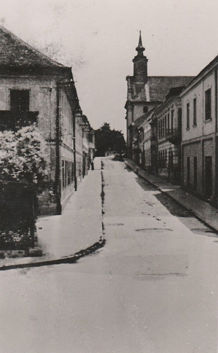 The empty street after rain, Strossmayer Street, Novi Sad, 1942