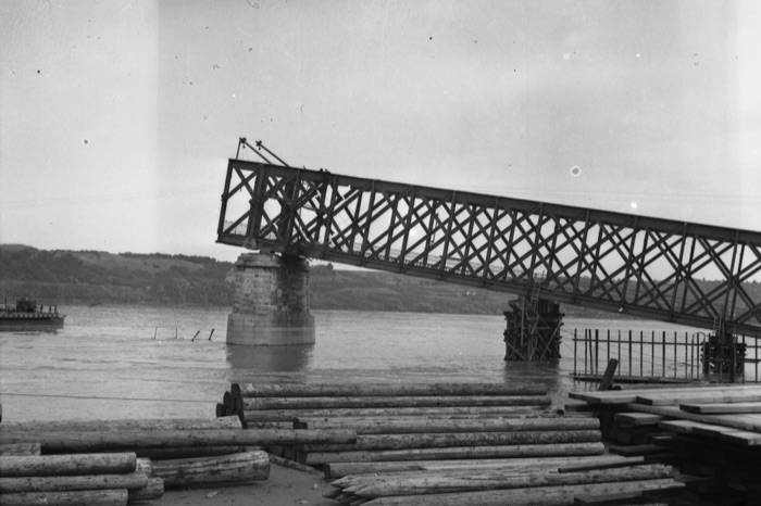 The Wrecked Railway Bridge Over the Danube, Novi Sad, 1941, Franz Josef Bridge
