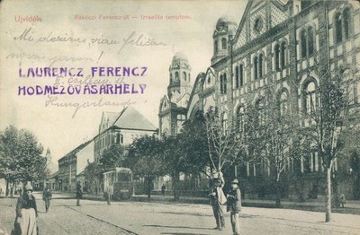 A violet name stamp on the card, Synagogue, Novi Sad, 1909–1918