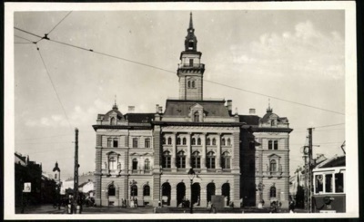 Looking Up at the Town Hall as a Tram Passes, Novi Sad, 1896–1918