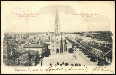 Bird's-eye view of Main Square and the Church of the Name of Mary, Liberty Square, Novi Sad, by April 1902