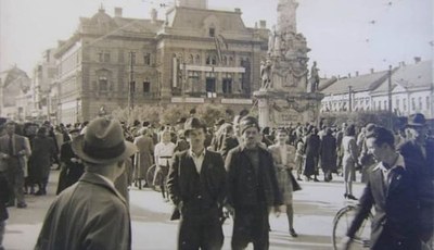 In among the promenading crowd, Liberty Square, Novi Sad, 1935