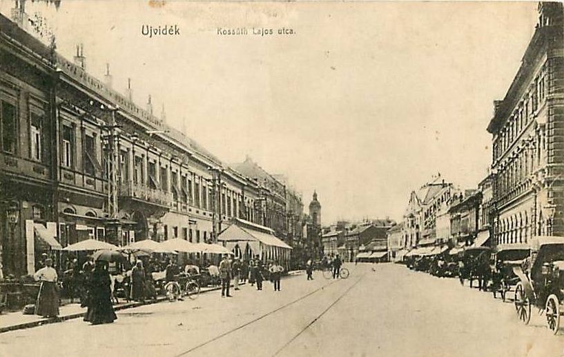 Market umbrellas on the left pavement, Zmaj Jovina, Novi Sad, 1900s