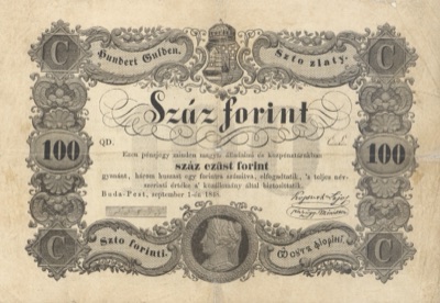 Hundred-forint state note of Hungary, 1848, Novi Sad