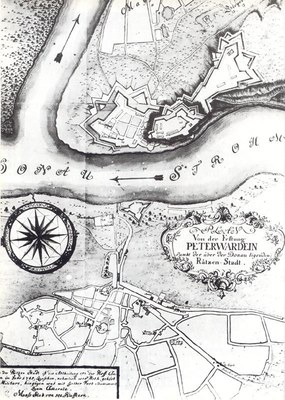Map of Novi Sad and Petrovaradin, 1745